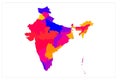 Beautiful map of india states with separate colors on each india states