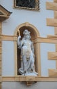Beautiful marble statue of Bellona in the wall niche on the street, Graz, Austria