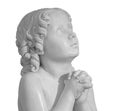 Beautiful marble statue of an pray infant angel isolated on white Royalty Free Stock Photo
