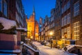 Beautiful Mariacka street in Gdansk at snowy winter, Poland