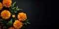 beautiful marigold flower macro blank space, ai generative