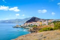 Beautiful Marina da Quinta Grande in Madeira island, Portugal. Small village, harbour located by Ponta de Sao Lourenco. Rocks and