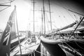 Yacht port in black and white Royalty Free Stock Photo