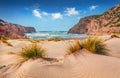 Beautiful marine scenery. Captivating morning view of Cala Domestica beach.