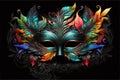 Beautiful mask of lace symbol. Mardi Gras vector background. White and black masquerade element. Venetian carnival logo.