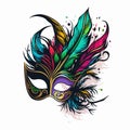 Beautiful mask of lace symbol. Mardi Gras vector background. White and black masquerade element. Venetian carnival logo. Royalty Free Stock Photo