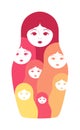 A Beautiful Matryoshka Doll with a Pretty Face. There are other Little Dolls Inside the Matreshka. Color Flat Cartoon Fashion