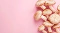 Beautiful matsutake mushroom displayed on a soft and elegant pastel colored background