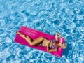 Overview Of A Gorgeous Blonde Model Posing Outdoors Near A Swimming Pool Royalty Free Stock Photo