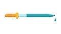 Beautiful medical glass pipette with a drop for instillation of drugs in the eyes on a white background. Vector illustration