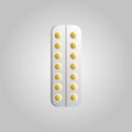 Beautiful medical icon pack of blister packs with capsules of pills with medicine for the treatment of diseases on a white