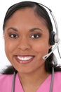 Beautiful Medical Receptionist Wearing Headset