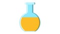 Beautiful medical yellow round glass chemical flask test tube with liquid for research scientific conducting experiments