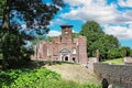 Beautiful medieval castle second world war ruin, bridge, water moat, green forest - Kasteel Bleijenbeek, Afferden, Netherlands Royalty Free Stock Photo