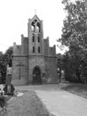 Beautiful medieval church in Swiety Gaj, Poland. Artistic look in black and white.