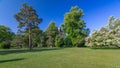 Beautiful Medieval landmark - royal hunting castle Fontainbleau timelapse hyperlapse. Royalty Free Stock Photo