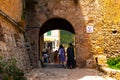 Beautiful Medieval Streets of Valldemossa Village with pots and garden, Mallorca, Spain Royalty Free Stock Photo