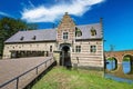 Beautiful medieval water moat castle entrance, bridge, towers - Kasteel Heeswijk, Netherlands Royalty Free Stock Photo