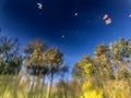 Trippy Autumn reflection in swirling forest lake. Royalty Free Stock Photo