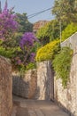 Beautiful Mediterranean alley. Traditional architecture Royalty Free Stock Photo