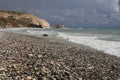Beautiful Mediterranean coast with pebbles before the storm Royalty Free Stock Photo