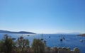 Beautiful mediterranean landscape of Bodrum bay, view from Bodrum castle to the old town and bay in the Aegean sea Royalty Free Stock Photo