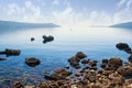 Beautiful Mediterranean landscape. Entrance to the open sea. Montenegro, Adriatic Sea. Bay of Kotor near Herceg Novi city