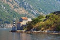 Beautiful Mediterranean landscape. Montenegro, Adriatic Sea, Bay of Kotor. View of Church of Our Lady of Angels Royalty Free Stock Photo