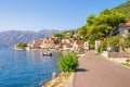 Beautiful Mediterranean landscape. Montenegro. View of Kotor Bay and ancient town of Perast on sunny autumn day Royalty Free Stock Photo