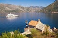 Beautiful Mediterranean landscape. Montenegro . View of Bay of Kotor, Church of Our Lady of the Angels and two small islands Royalty Free Stock Photo