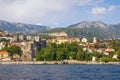 Beautiful Mediterranean landscape. Montenegro. View of Old Town of Herceg Novi city from sea