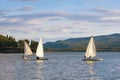 Beautiful Mediterranean landscape with sailboats on the water. Montenegro, Tivat