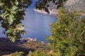 Beautiful Mediterranean landscape on sunny autumn day. Montenegro, Bay of Kotor Royalty Free Stock Photo