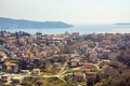 Beautiful Mediterranean landscape on sunny spring day. Montenegro, view of  Adriatic Sea and Bay of Kotor near Herceg Novi city Royalty Free Stock Photo