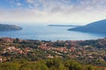 Beautiful Mediterranean landscape on sunny summer day. Montenegro, view of  Adriatic Sea and Bay of Kotor near Herceg Novi city Royalty Free Stock Photo