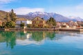 Beautiful Mediterranean landscape on sunny winter day. Montenegro. View of Bay of Kotor and Tivat city Royalty Free Stock Photo