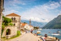 Beautiful mediterranean landscape - town Perast, Kotor bay Boka Kotorska, Montenegro