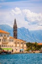 Beautiful mediterranean landscape - town Perast, Kotor bay Boka Kotorska, Montenegro