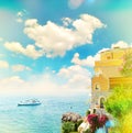 Beautiful mediterranean landscape. view of sea Royalty Free Stock Photo