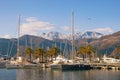 View of yacht marina of Porto Montenegro on sunny winter day. Montenegro, Bay of Kotor, Tivat city Royalty Free Stock Photo