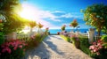 Beautiful mediterranean resort promenade with blooming colorful oleanders 1690448782503 7