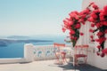 Beautiful mediterranean terrace chairs. Generate Ai Royalty Free Stock Photo