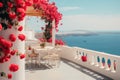Beautiful mediterranean terrace. Generate Ai
