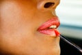 Cherry red pop of color on luscious lips Royalty Free Stock Photo