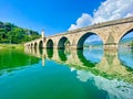 Beautiful Mehmed Pasa Sokolovic bridge on a sunny day, Bosnia and Herzegovina