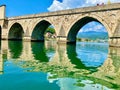 Beautiful Mehmed Pasa Sokolovic bridge on a sunny day, Bosnia and Herzegovina
