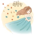 Beautiful melancholic girl autumn. Royalty Free Stock Photo