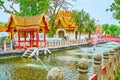 The beautiful Memorial Park of Wat Benchamabophit Dusitvanaram Marble Temple, Bangkok, Thailand Royalty Free Stock Photo