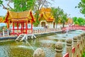 The beautiful Memorial Park of Wat Benchamabophit Dusitvanaram Marble Temple, Bangkok, Thailand