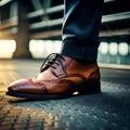 Beautiful men leather shoes illustration - ai generated image